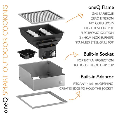 oneQ Flame Built-in Set | Inbouw gasbarbecue 30mBar